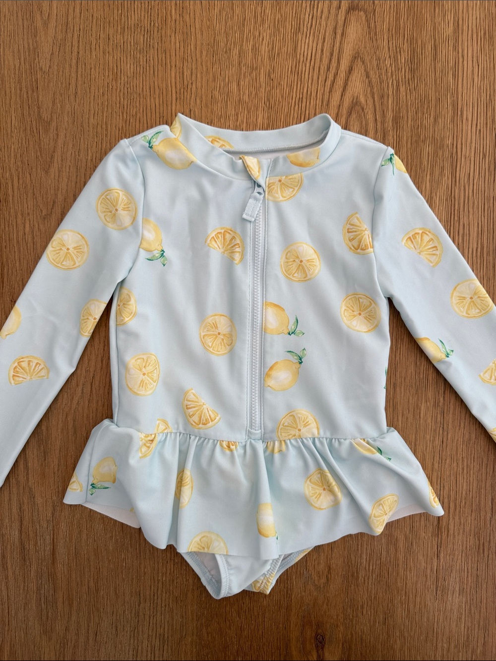Carter's Light Blue Long-Sleeve Lemon One-Piece Swim Size 2T UPF Protection